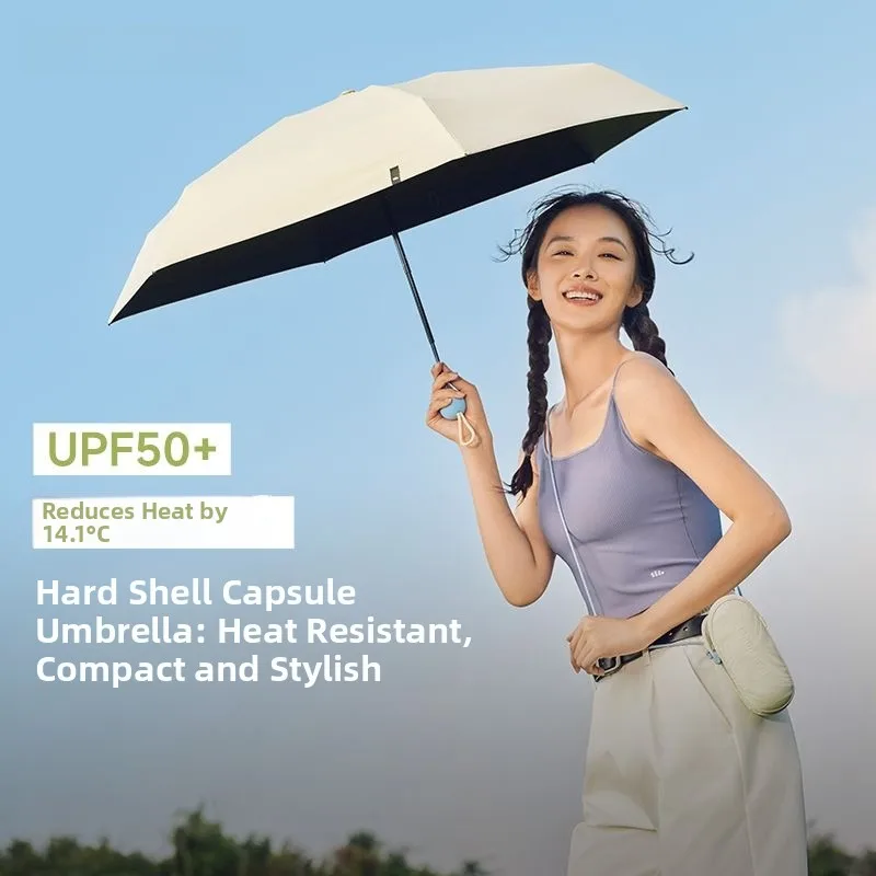 

Портативный зонт-капсула Sunade с защитой от УФ-лучей, черное покрытие, для дождя и солнца, двойного назначения, Banana Le BM525₂₅, цвет алюминиевый...