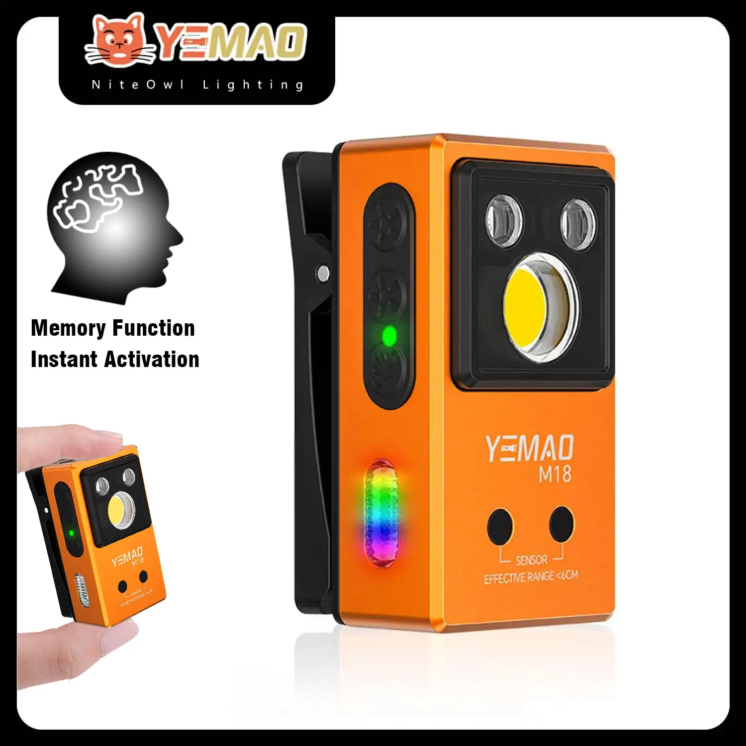 yZ[zYEMAO M18 270LM Nbv|Pbgd 7 F RGB  500mAh obe[[d 6 Cg EDC CZT[v UVLight