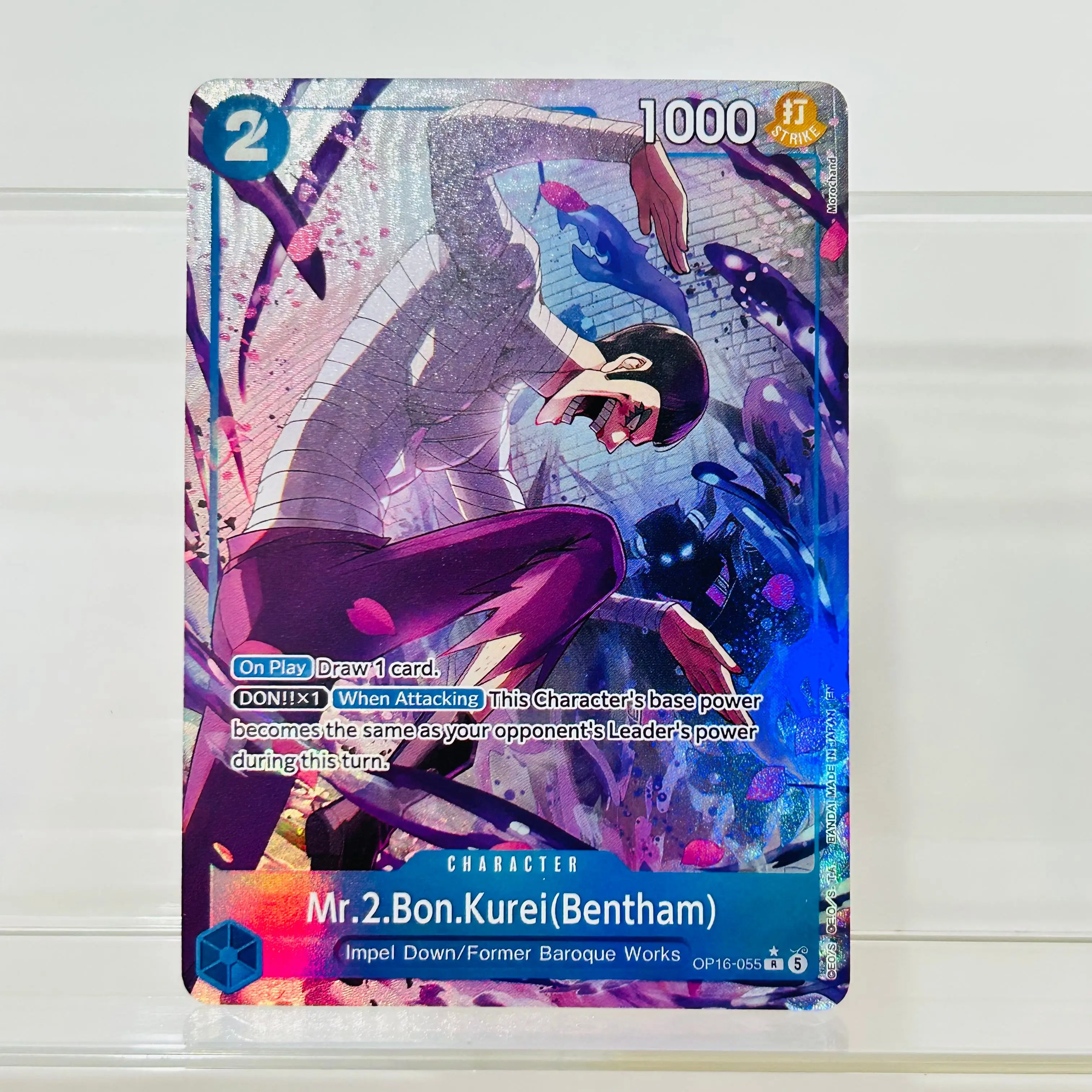 One Piece Mr.2.Bon.Kurei(Bentham) OP16-055 R Card Holographic Texture Cards Collectible Grade DIY Premium Anime Collection Card