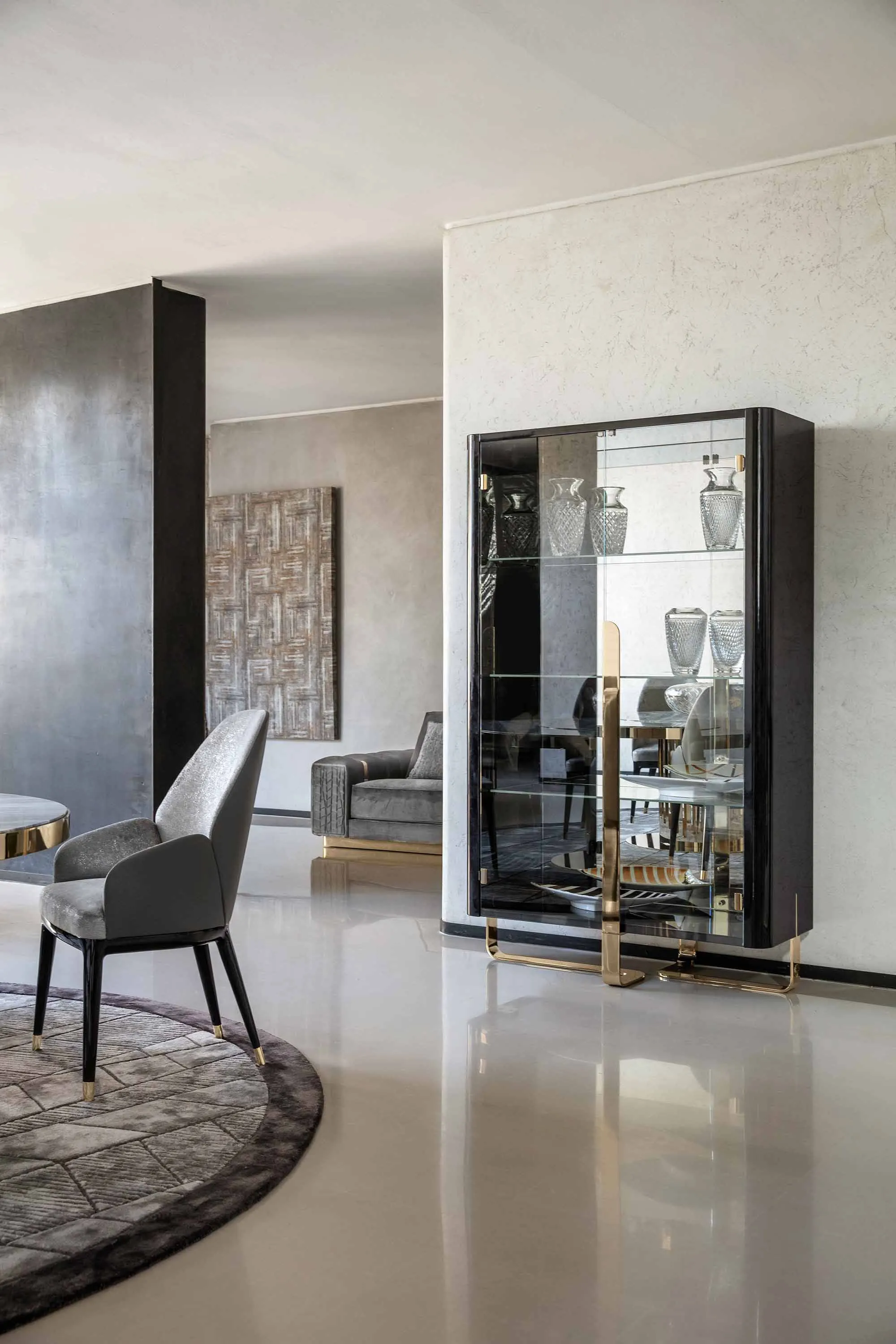 Luxury display cabinet glass living room cabinets