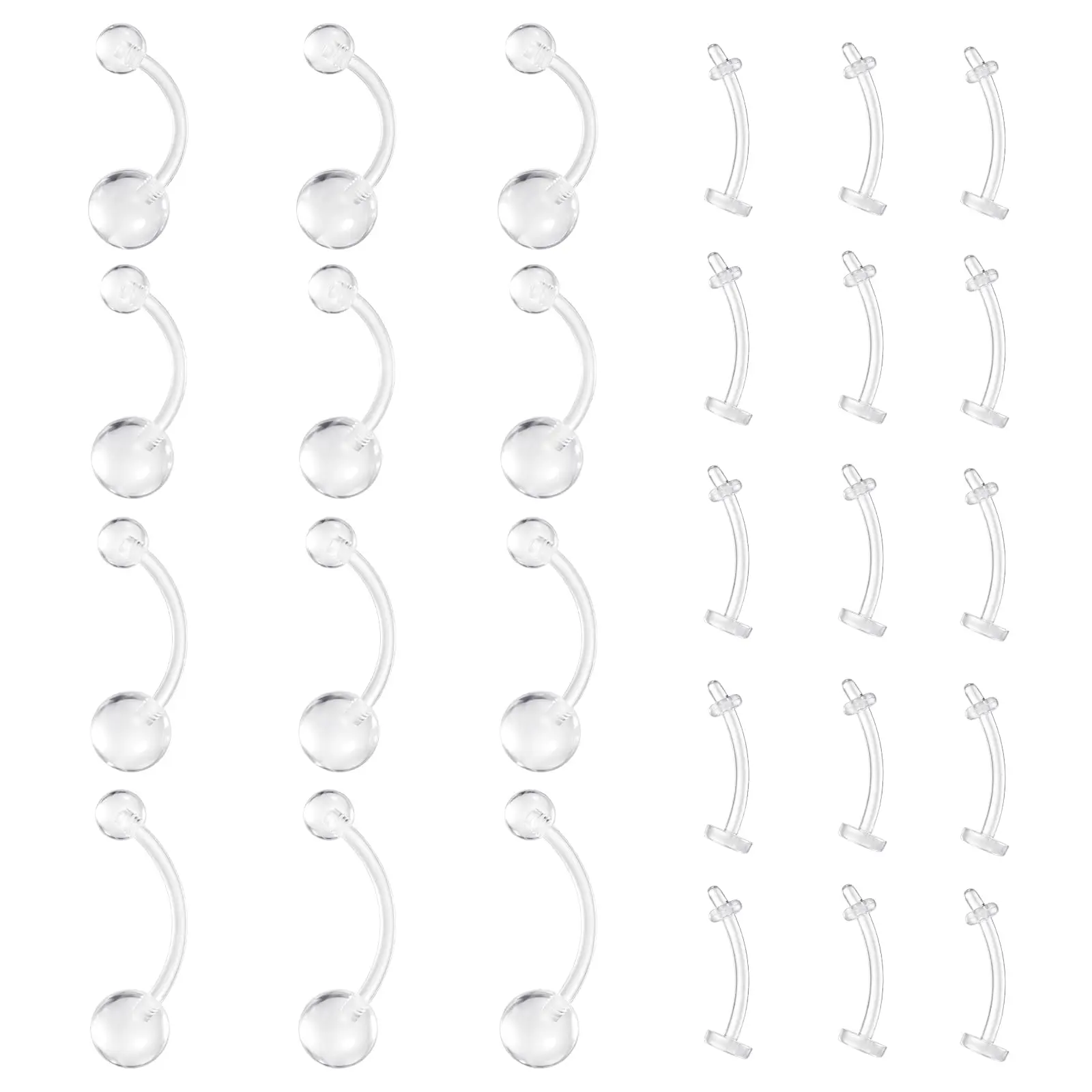 14G Clear Plastic Belly Button Piercing Rings for Pregnancy 10-16mm 27PCS Flexible Safe for Surgery/Sports/Work Hypoallergenic