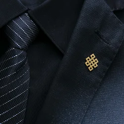 Tangula Celtic Knot Symbol Brooches Stainless Steel Men Religious Amulet Jewelry Groom Shirt Suit Lapel Pin Wedding Accessories