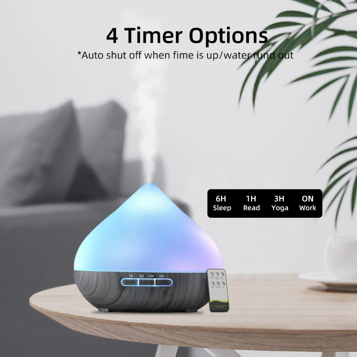 500ml Aromatherapy Diffuser with Remote, Soothing LED Lights & 6  Essential Oils