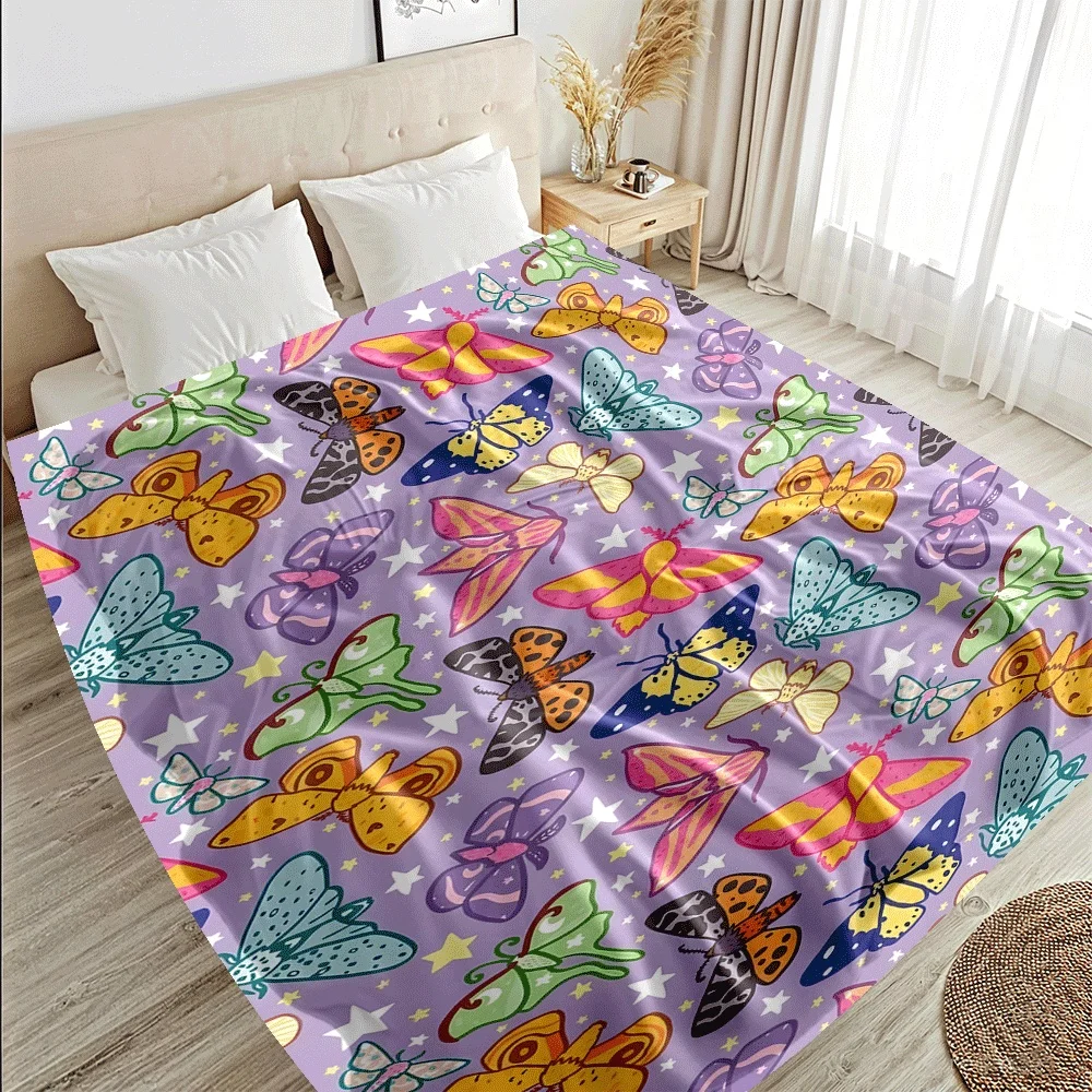 Butterfly and Moth Patterns Blanket for Sofa Bed Travel Camping Living Room Office Conditioning Blanket for All Seasons Gifts