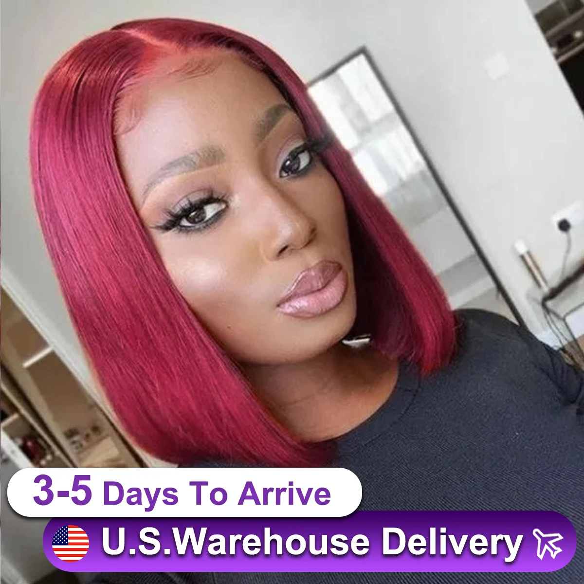 Lace Front Wig Brown Straight Short Bob Wigs Color #99J For Woman Bob Wig Human Hair 13x4 Lace Burgundy Short Bob Wig Human Hair