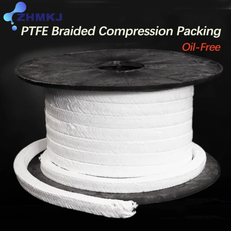 1Meter PTFE Oil-free braided Compression Packing Packing Fiber Braid Gland Rope Gland Pump Valve Seal corrosion resisting