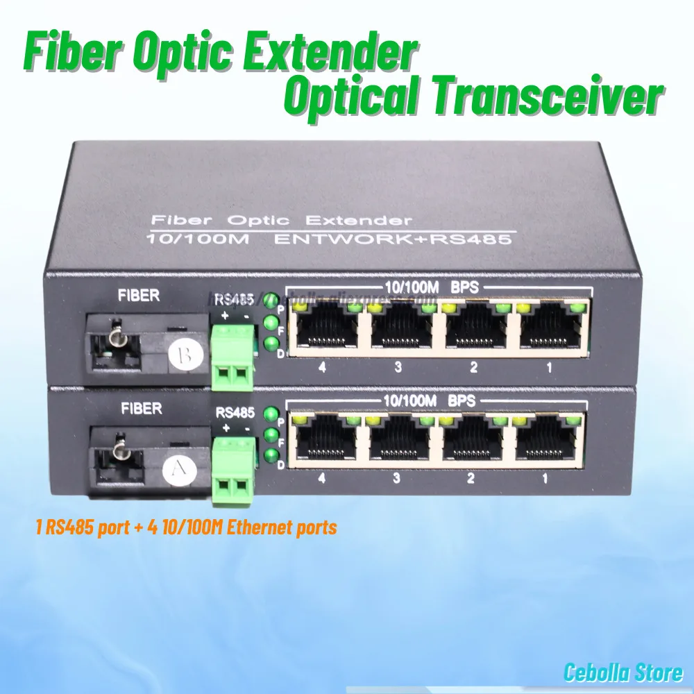 

Fiber Optic Transmitter And Receiver RS485 Data 1 BIDI 1 RS485 port + 4 10/100 Ethernet ports Simplex SM 1 pairs
