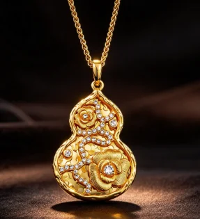 Burst flash point drill drawing broken ice ice flower window gourd necklace niche 9999gold