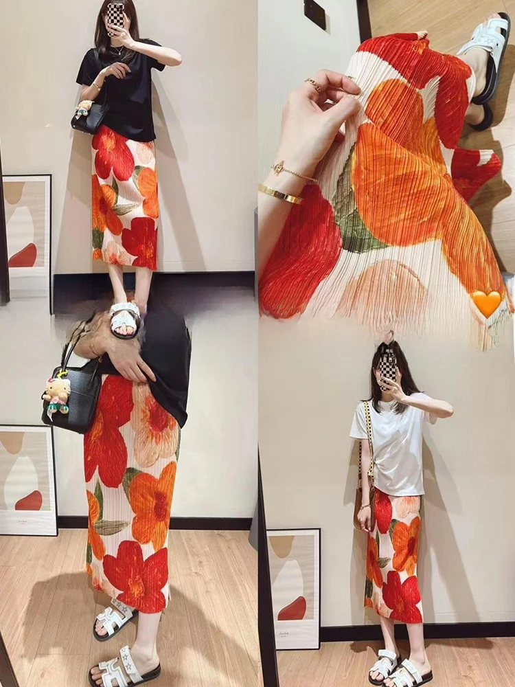 

Юбка Three Houses Summer Holiday с белым цветочным принтом, плиссированная, на резинке, с высокой талией, скрывающая бедра, в повседневном стиле, свободного кроя.