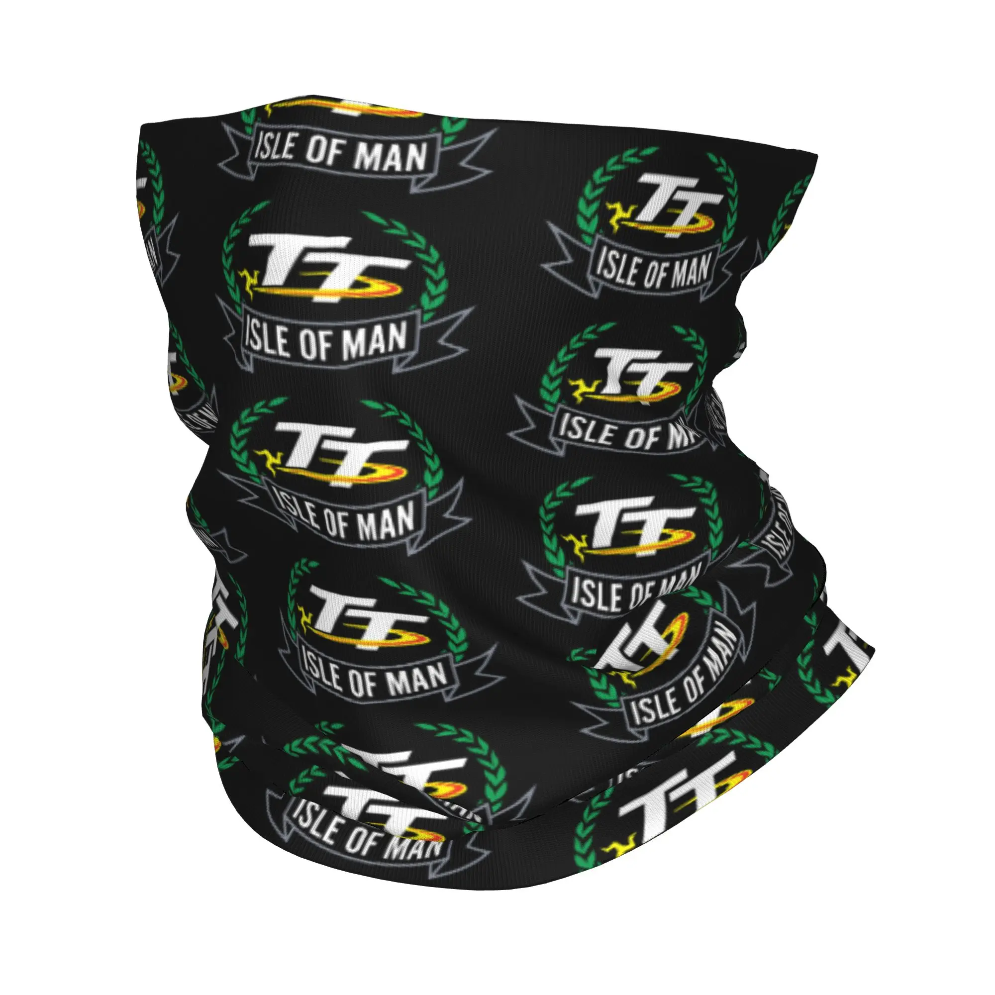 Custom Isle of Man TT Bandana Neck Gaiter Windproof Face Scarf Cover Men Women Motocross Enduro Cross Headwear Tube Balaclava