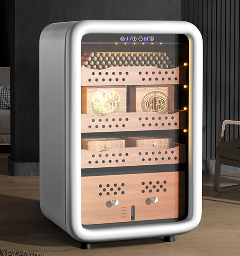 Spanish Cedar Small Cigar Humidor Cabinet Electric Compressor Refrigerator Cigar Humidor for Household