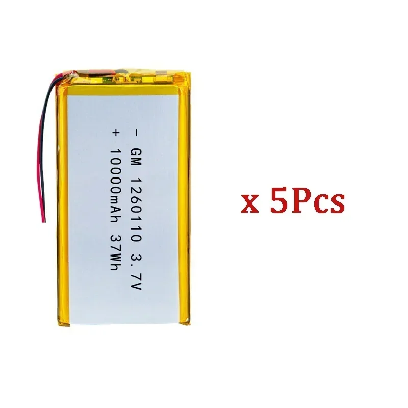 1-10 STKS 10000 mAh Lithium Polymeer Batterij 1260110 3.7 V Oplaadbare Batterij voor Speelgoed Power Bank GPS Laptop Camping Verlichting Diy NIEUWE