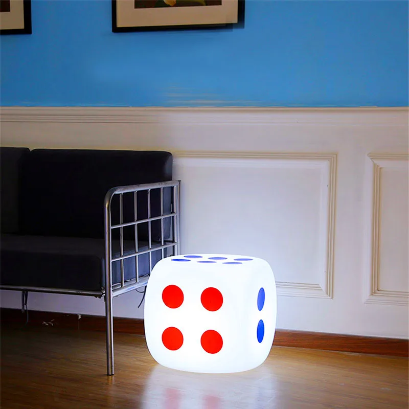 REAQ 30CM RGB Dice Light Cube Stool With Remote Control LED Luminous Stool For Home Commercial Indoor Outdoor Lighting Furniture