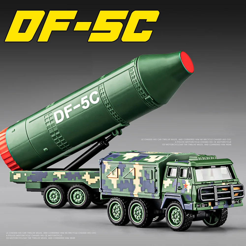 

1:43 DongFeng-5C Alloy Missile Launch Vehicle Diecast Car Miniature Model Toy Wheel Sliding Military Cars Gifts Interactive Toys