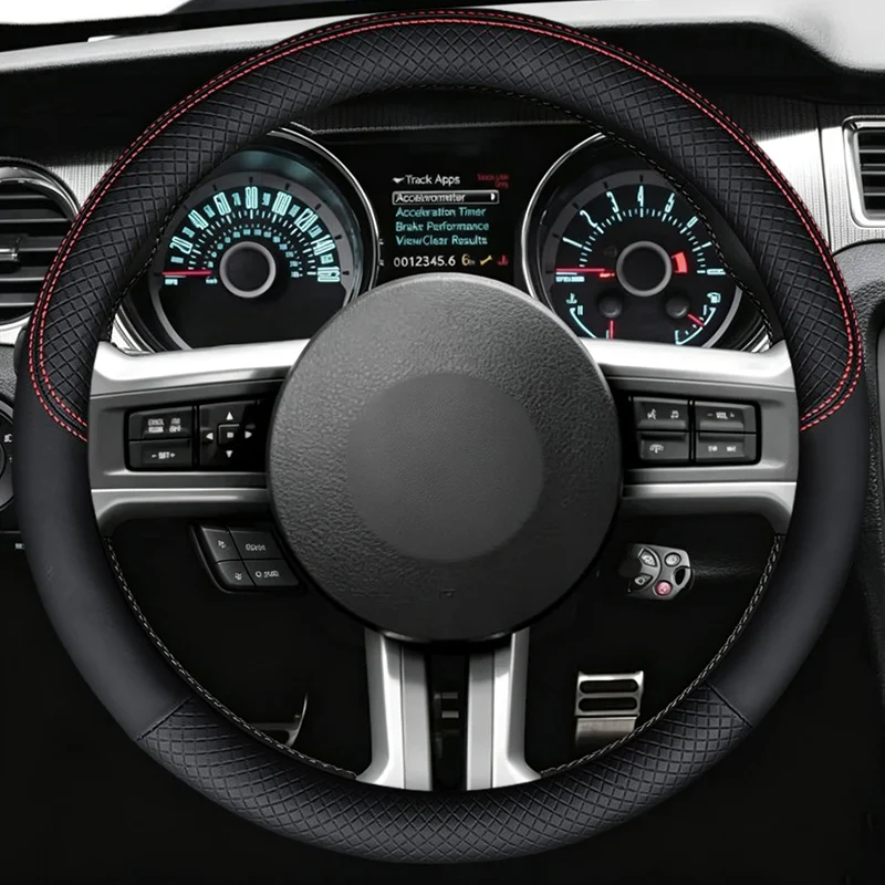 Steering Wheel Cover For Ford Mustang GT GT500 Convertible 2009 2010 2011 2012 2013 2014 Customized Carbon Fider Leather