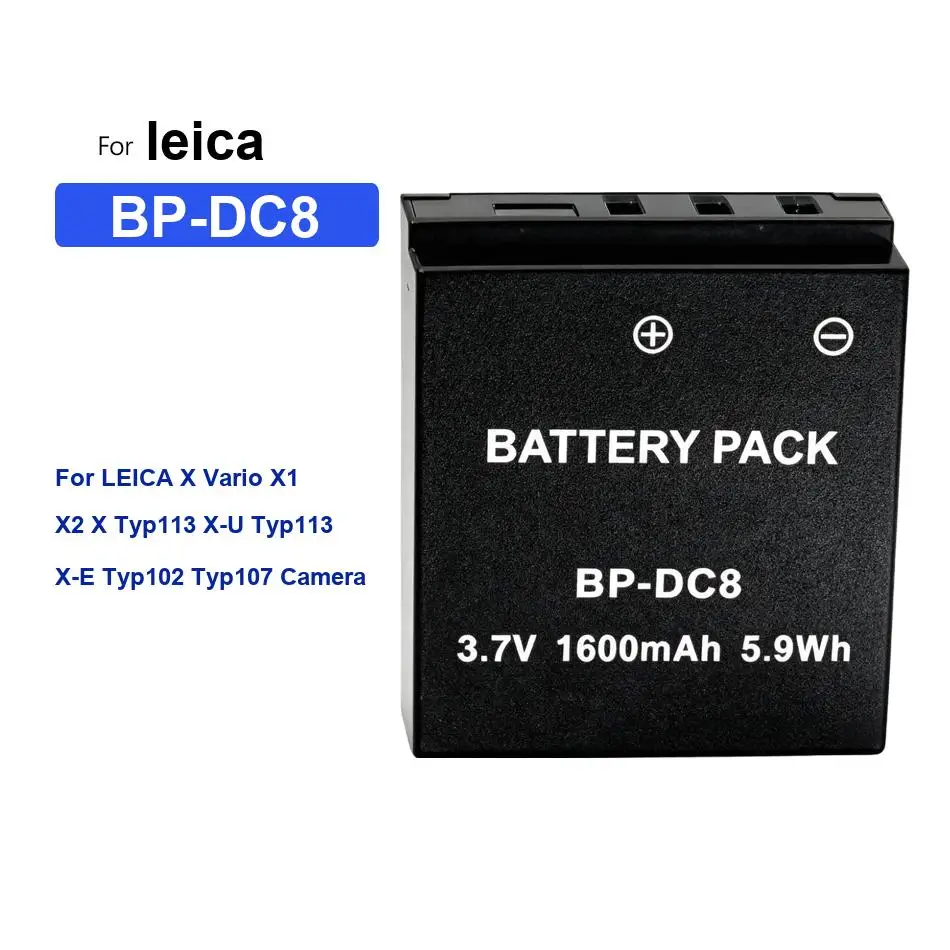 Аккумулятор для камер Leica X Vario X1 X2 X Typ113 X-U Typ113 X-E Typ102 Typ107, надежный источник питания BP-DC8, долговечный, 1600 мАч
