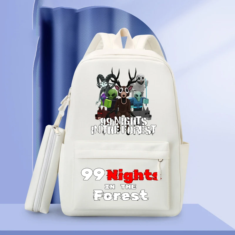 حقيبة مدرسية 99 ليلاً في الغابة، سعة كبيرة، محمولة للطلاب، حقيبة ظهر مقاومة للماء، أنماط الرسوم المتحركة، هدية عيد ميلاد #4