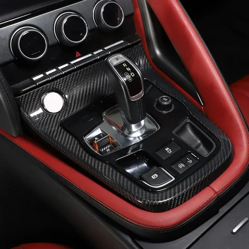 

For Jaguar F-TYPE 13-24 Real Carbon Fiber Car Center Console Gear Shift Control Panel Cover Trim Interior Car Accessories
