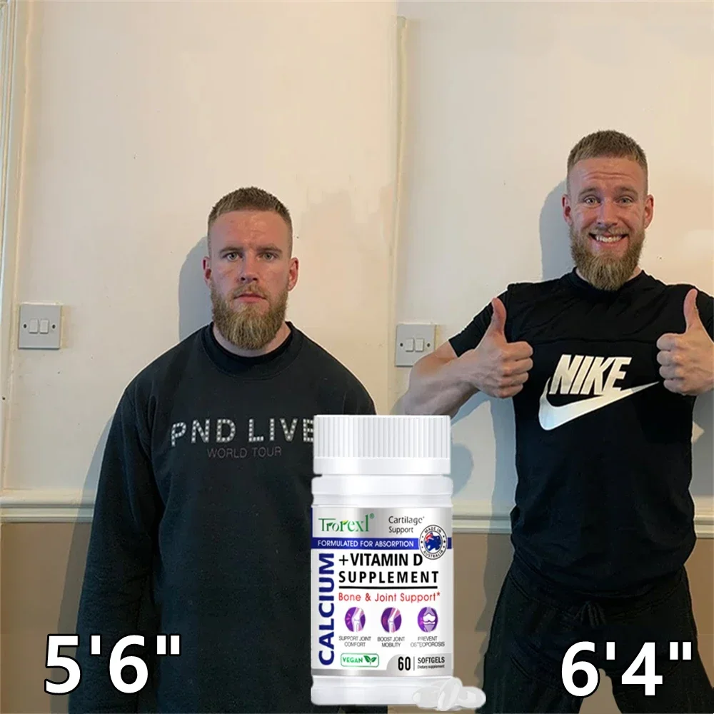 Height Growth Calcium Vitamin D Pills Natural Vegan Capsules To Grow Taller Bone Strength Height Booster For Adults 60 Softgel