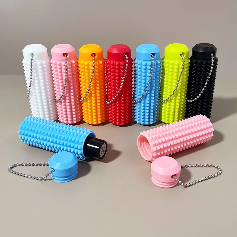 Cross-border New Spiky Grippie Stim Keychain Portable Finger Stress Relief Massage Key Ring Clip