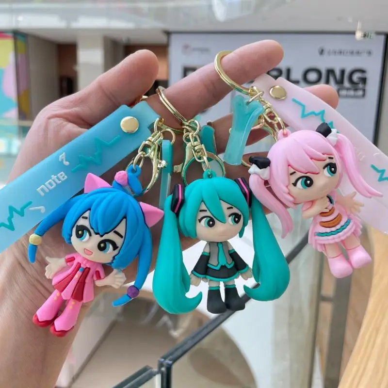 

Anime Hatsune Miku Q-Version Silicone Pendant Keychain Charactor Rubber Key Ring Fans Cosplay Jewelry Bag Backpack Girl Doll