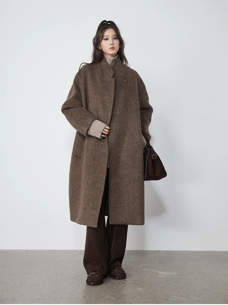 Allingentle Women's Suit Long Blazer Woolen Fashion Long Jacket for Cocktail Party Daily Outfits Customize