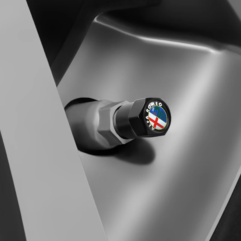 4 Stück Auto-Styling Radreifen-Ventilkappen mit Emblem für Alfa Romeo Mito Brera 147 Giulietta 159 156 Stelvio Sportiva Giulia – Detail 5