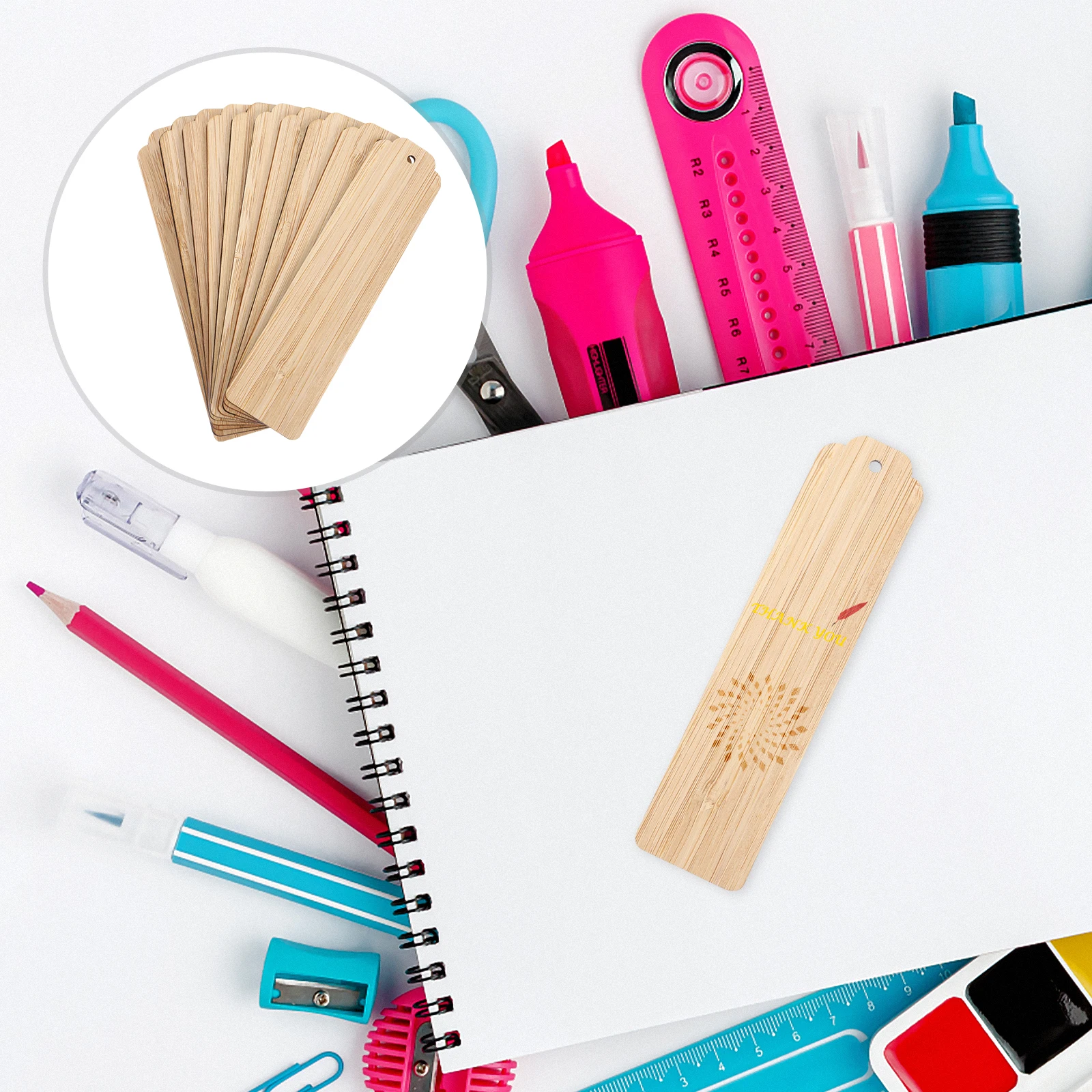 

10pcs Bookmarks Unfinished Bookmarks Unfinished Wood Tags DIY Creative Wooden Craft with Hole for Readers Students