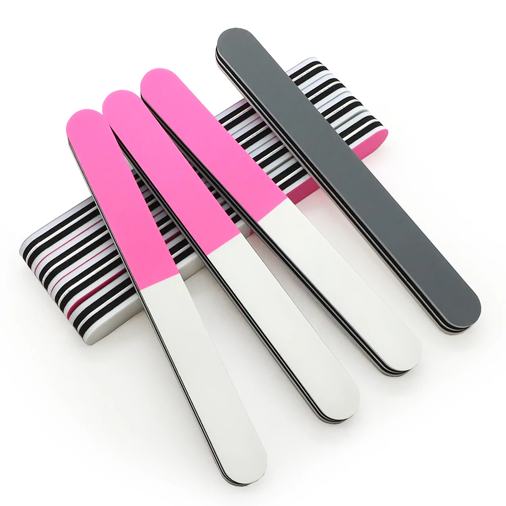 10/20/50 個ネイルバッファーファイルブロック肥厚スポンジ 3 サイドグリットネイル研磨ストリップピンクホワイトグレーサンディングバフポリッシャー