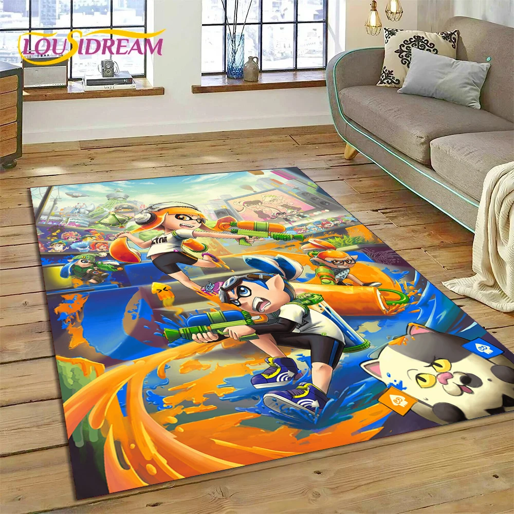 

Splatoon3 PC Gamer Cartoon Game Rug Carpet for Living Room Bedroom Home Decor,Floor Mat Non-slip Decoration for Sofa Doormat KID