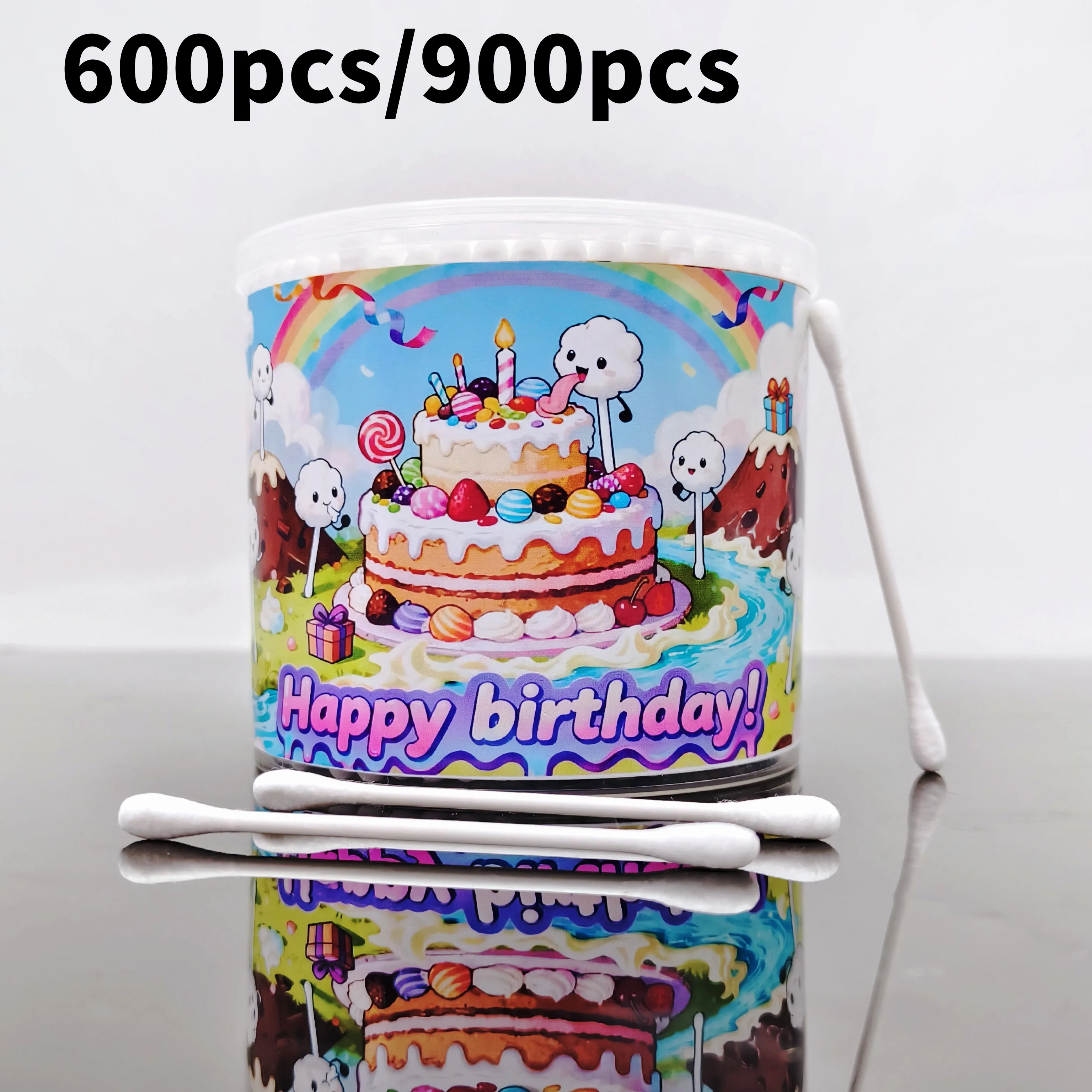 600 قطعة/900 قطعة عيد ميلاد سعيد موضوع القطن عصا حفلة عيد ميلاد الإبداعية مزدوجة الرأس القطن العصي هدية عيد القطن العصي