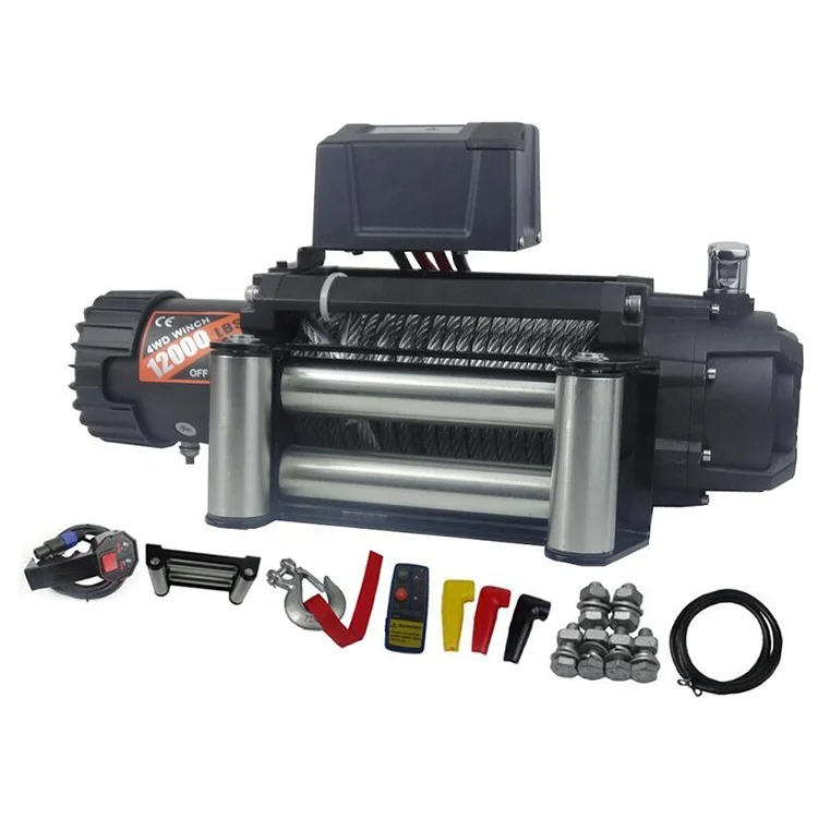 13000lbs 12V Recovery Electric Winch 4x4 For Car With Synthetic Rope 4WD Mini Portable Truck Winch 12 Volt