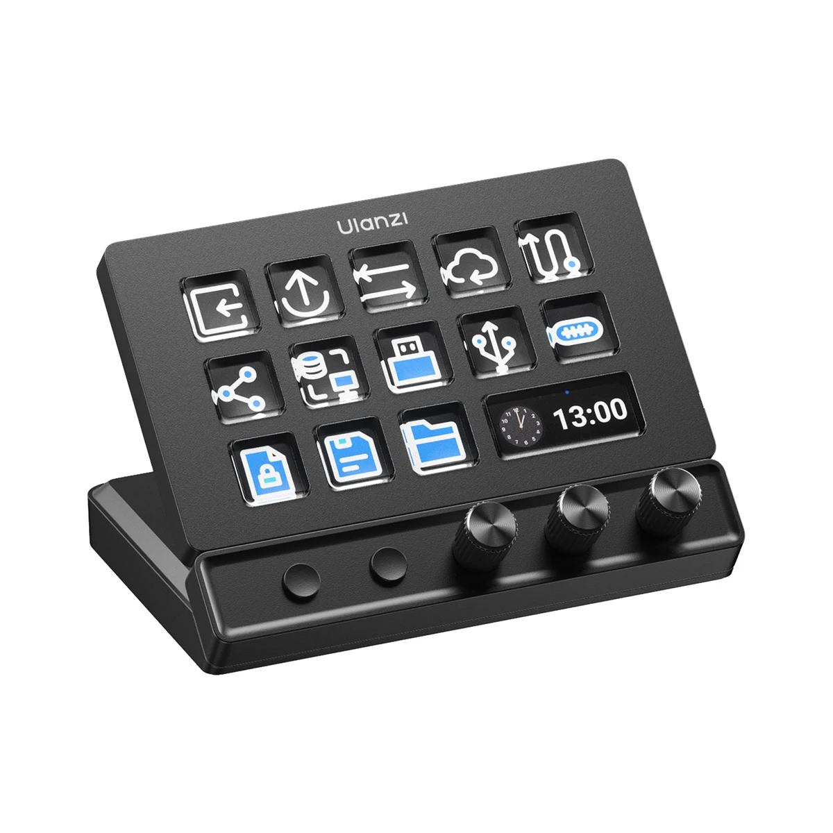ULANZI D200X Stream-Controller mit 3 Drehreglern, 14 anpassbaren LCD-Tasten, Makro-Tastatur, 8-in-1 USB-C-Hub-Dockingstation mit 4K HDMI, Content-Creator-Ausrüstung für
