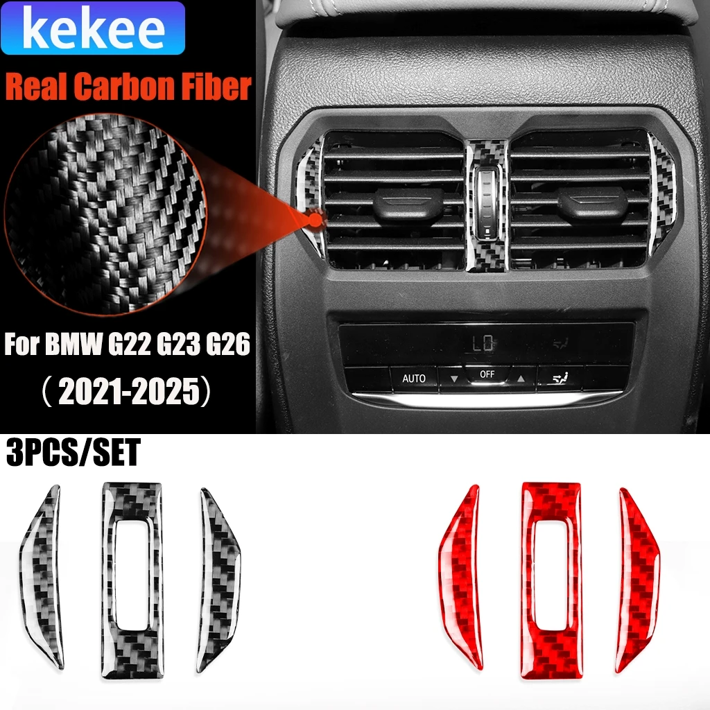 

Carbon Fiber Car Accessories Rear Vent Panel Modified Interior Trim Cover Sticker For BMW 4 Series 4 Door G22 G23 G26 2021-2025