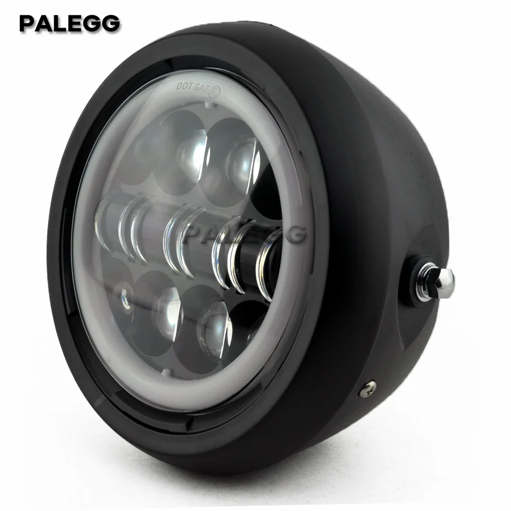 

7" Motorcycle LED Headlight for Harley Sportster Cafer Racer Chopper Bobber with Halo Angel Eye DRL Lights for Honda Suzuki