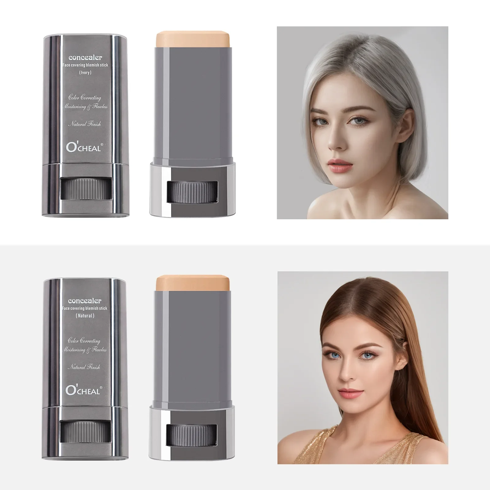 Long-Lasting Waterproof Cream Foundation Stick Full Coverage Flawless Satin Powder Conceal Makeup for All Skin Types