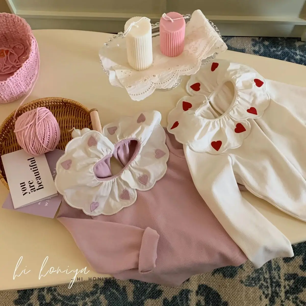 Korean Version of Children's Clothing Girls Fall  Embroidered Flowers Love Doll Collar Solid Color Long-sleeved Bottoming Shirt