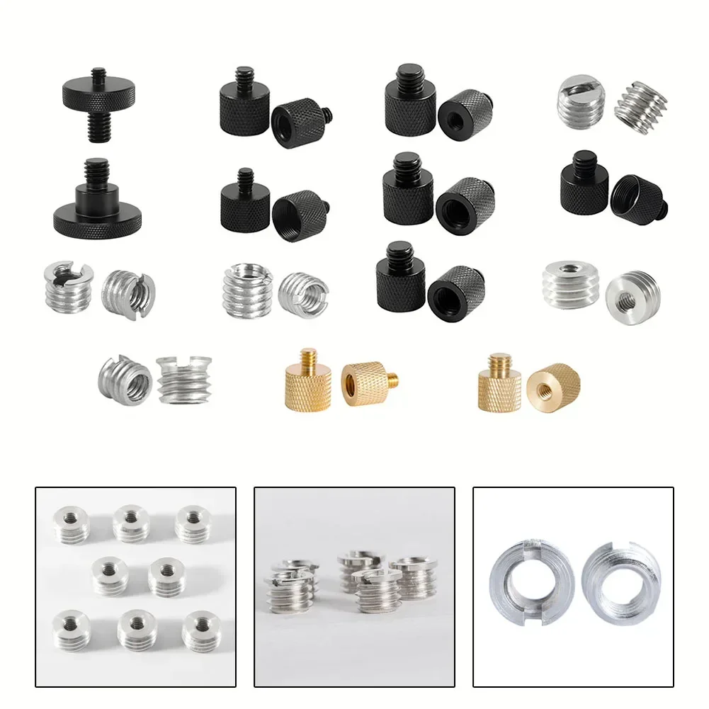 Rosca adaptador de montagem, Liga de alumínio, 1/4 a 5/8, 3/8 a 5/8, para Tripês, Câmeras SLR, 1Pc