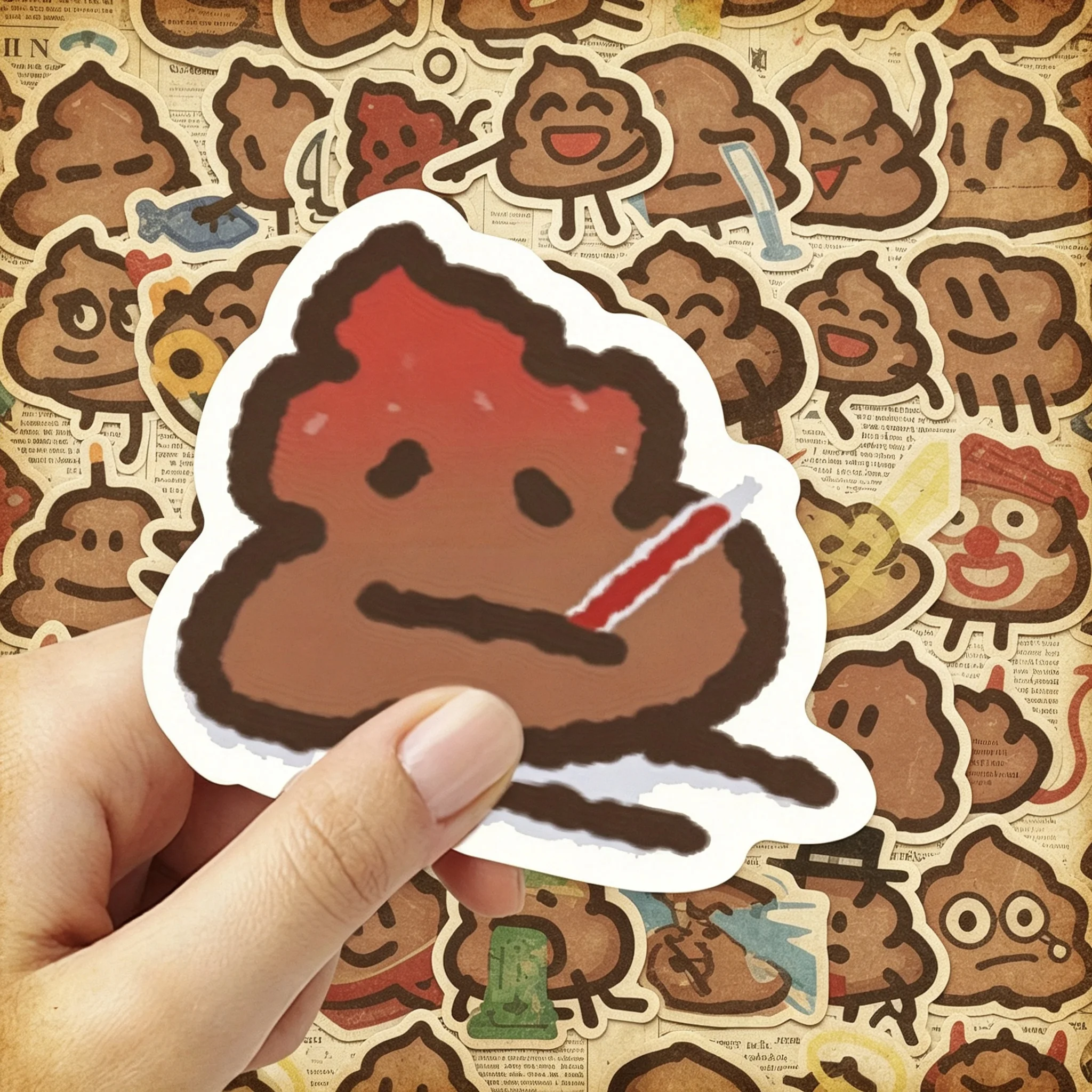60pcsPoop stickers Fun Stickers Creative Mobile Phone and Journal Decoration Stickers