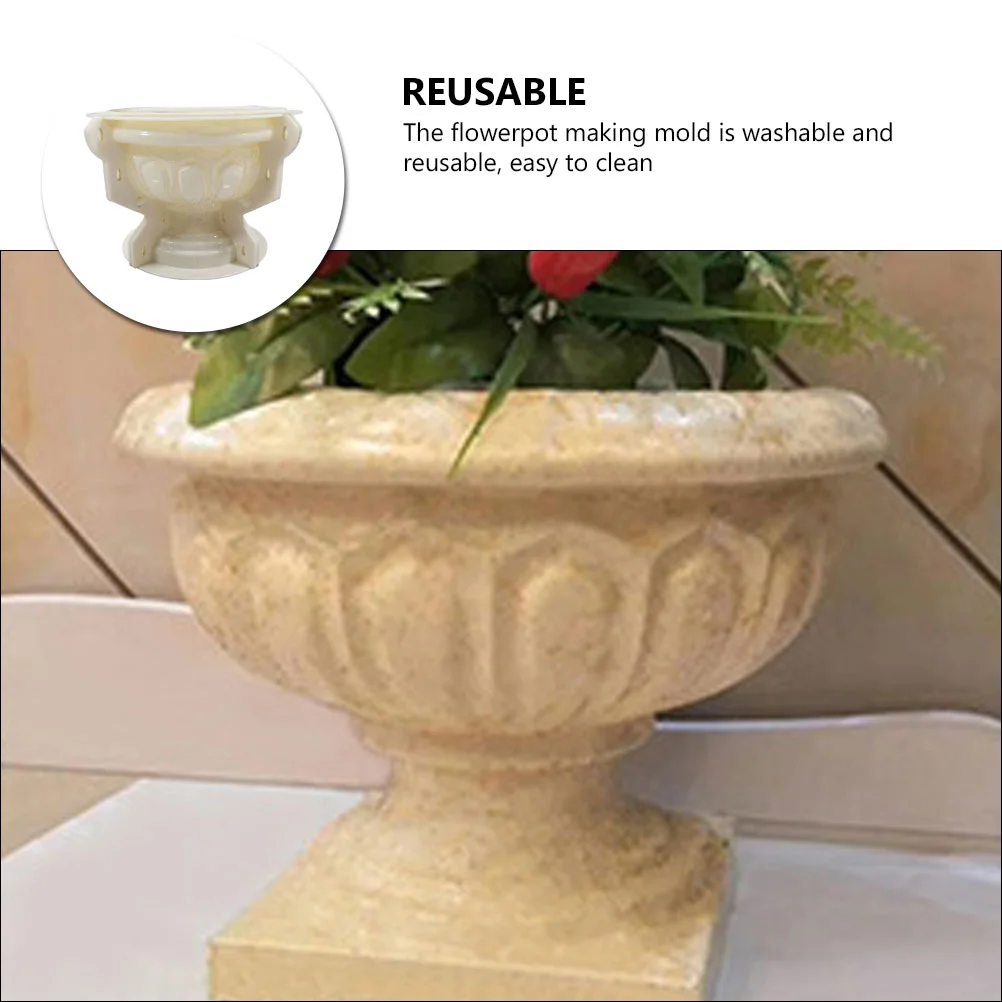 European Flower Pot Mold Vintage Decor Molds Plastic Making Ceramics Form Concrete Casting Bonsai DIY Tabletop Planter Mold