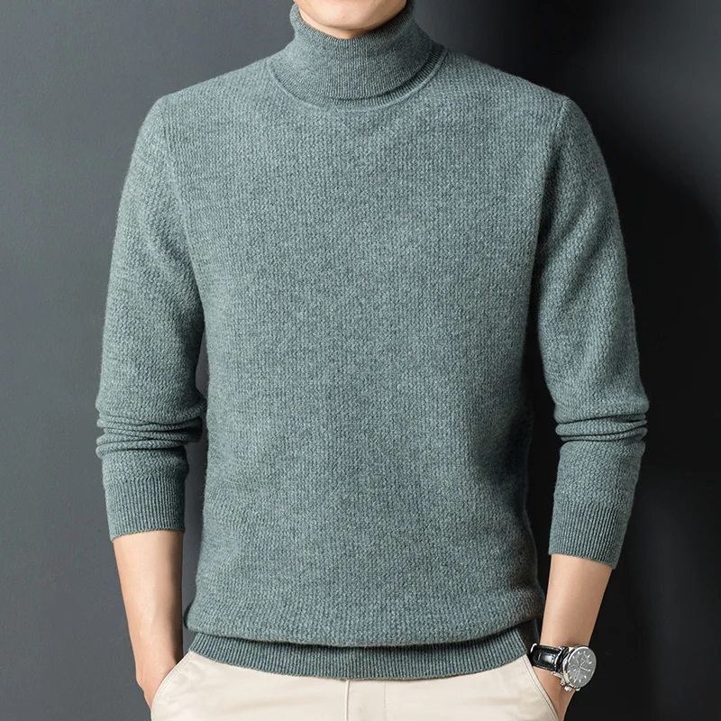 

version Turtle neck men's pure sweater Korean of the bottom line thick sweater in autumn and winter