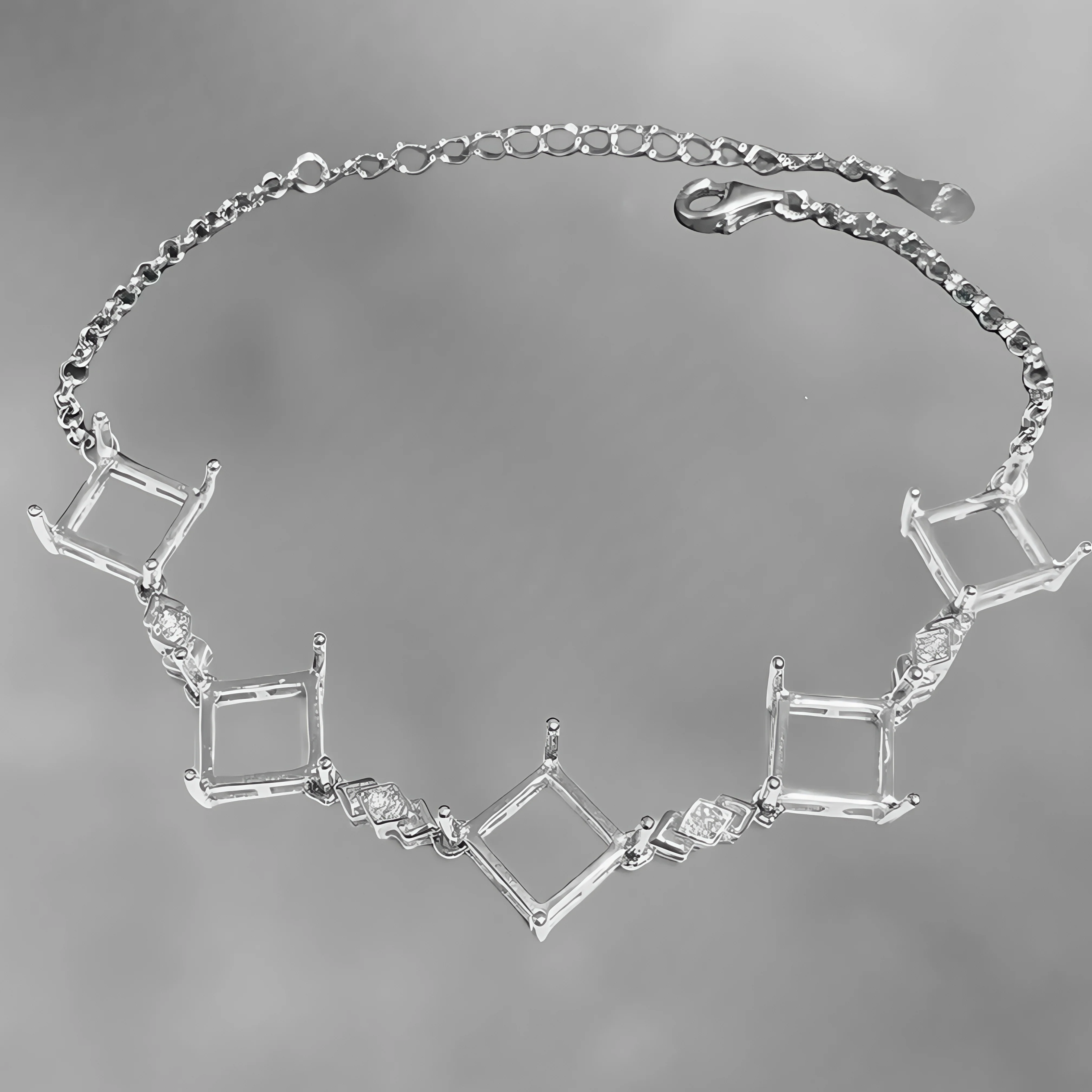 L  S925 Sterling Silver DIY Empty Holder Bracelet Settings 10mm Square Stone Fine Charm Jewelry Design Luxury Zircon for Woman