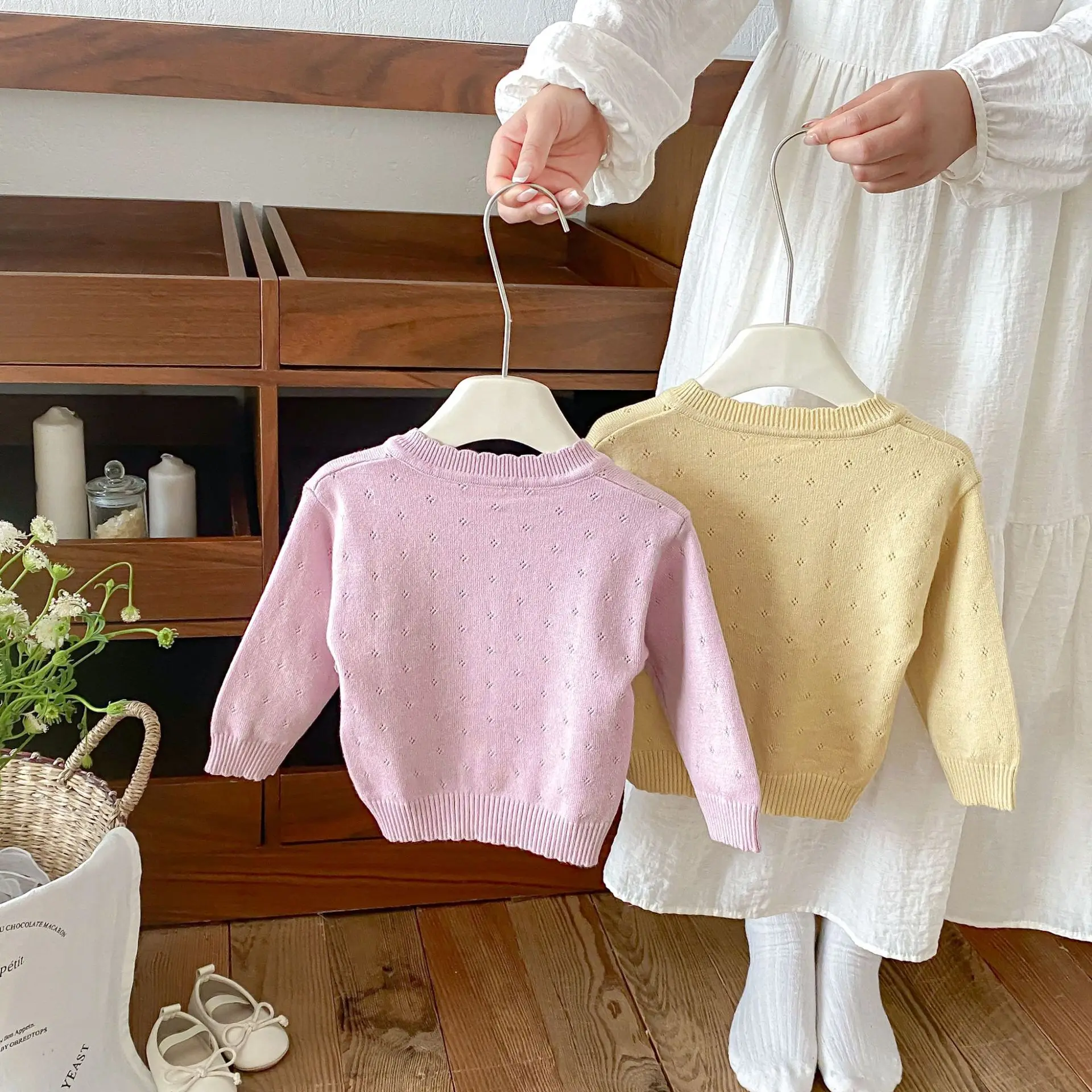 2026 Autumn New Girls Long Sleeve Knitted Cardigan Baby Girl Cute Heart Bow Sweater Coat Infant Toddler Casual Knitwear