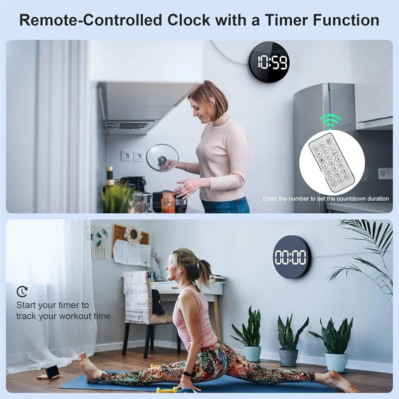

ABRS-Digital Wall Clock,10 In Wall Clock With Large LED Display Seconds Display One Button Muteable Button Auto Brightness