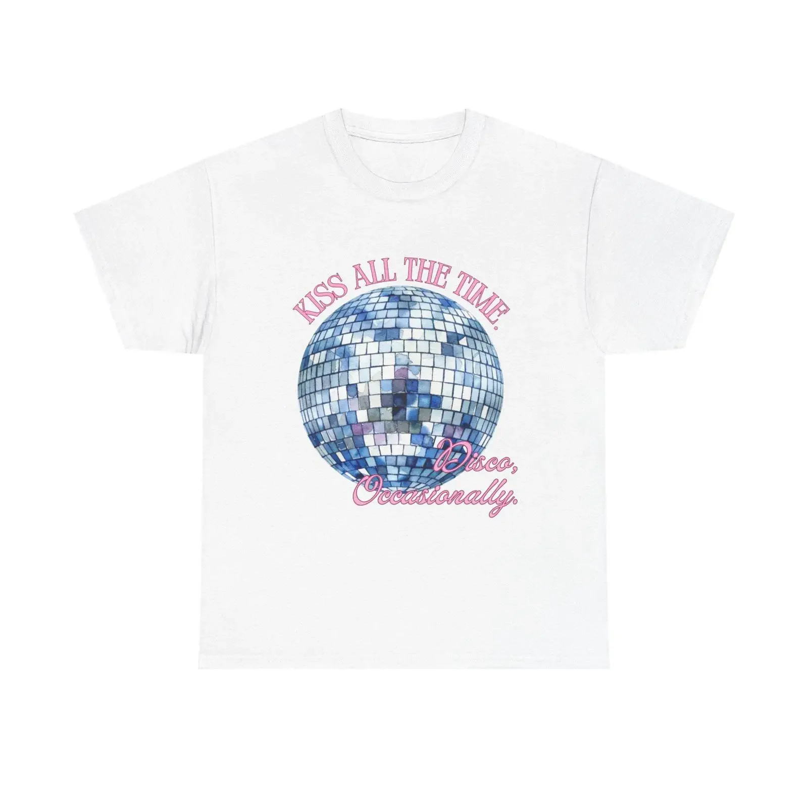 Kiss All the Time Disco Occasionally T Shirt Ball  vintage Washed Unisex Breathable homme streetwear fashion Stretched Casual