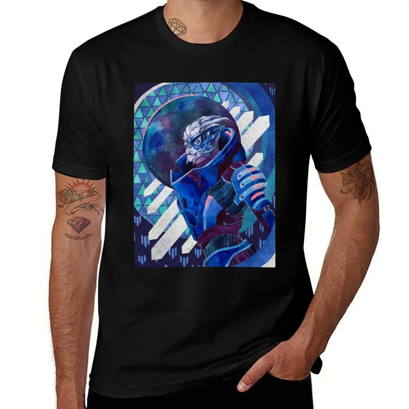 Who Loves Music And Garrus Vakarian Photographic Style T-Shirt tshirts personalised korean fashion anime tshirt t shirts for men