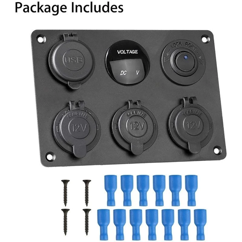XA6H 6 in 1 Rocker Toggle Switch Panel For Car RV-Truck Boats Electronic Power Button