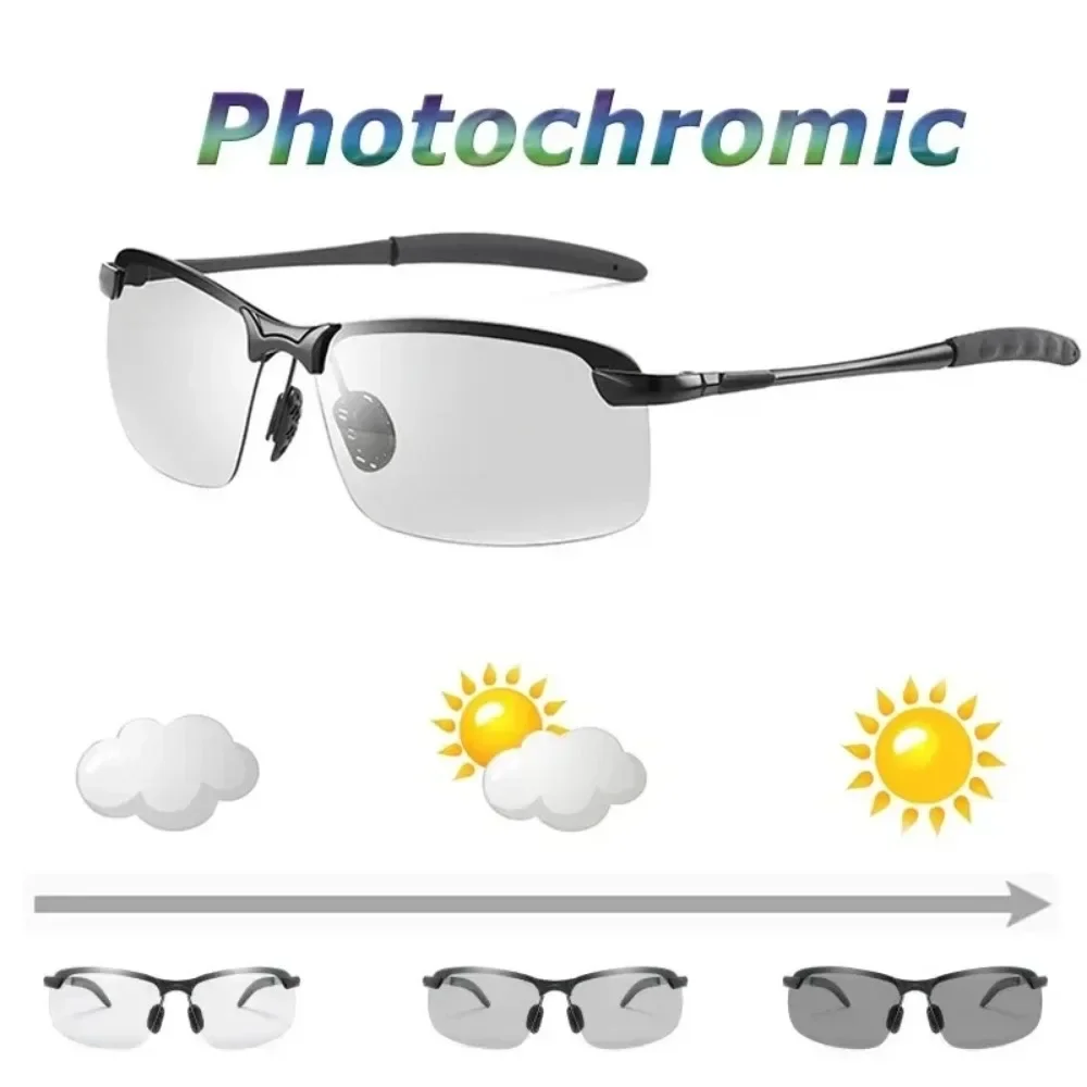 Photochromic Polarized Sunglasses Men's Driving Fishing Chameleon Glasses Change Color Sun Glasses Day Night Vision Outdoor