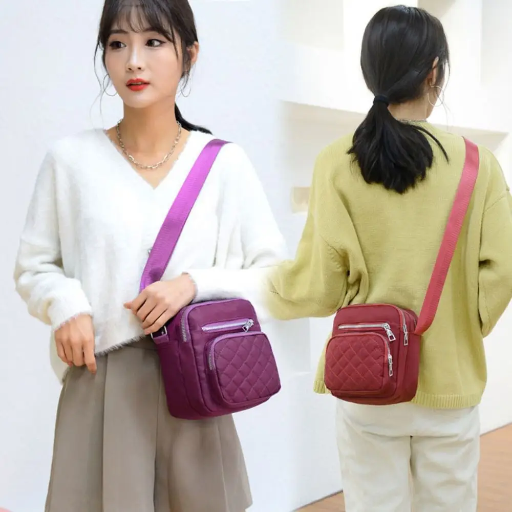 حقيبة كروس نايلون أنيقة ذات سعة كبيرة متعددة الطبقات حقيبة كتف منتصف العمر شبكة كلاسيكية حقيبة ساعي نسائية عادية سيدة #2