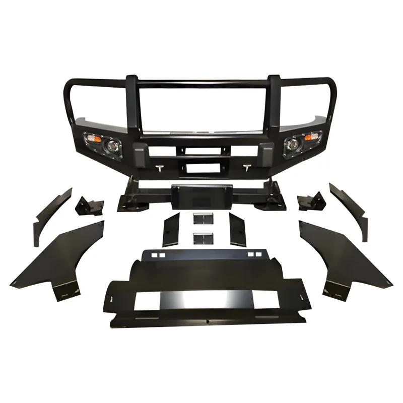 OEM Front Car Bumper With Bull Bar For Toyota For Land Cruiser 2005-2012 Hilux Vigo Powder Coated Includes Fog Light Bumper Cut-